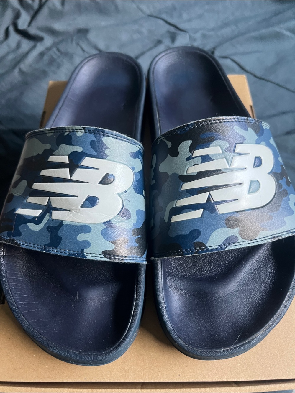 New Balance Navy and Blue Camo Slide Sandals